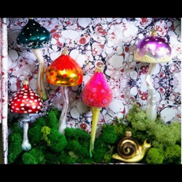 Anthropologie Orange Glass Mushroom Ornament - Picture 7 of 8